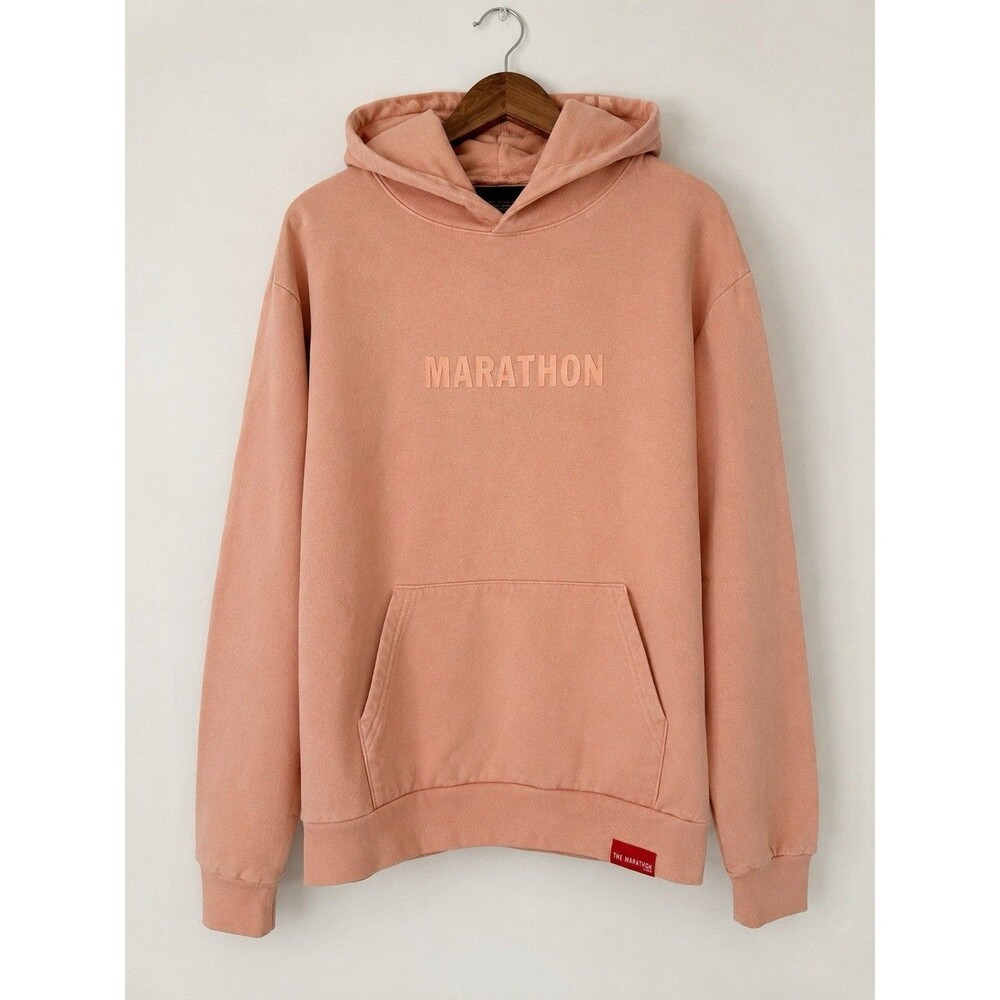 The Marathon Clothing Heavyweight Hoodie Peach Pink Size L Made In USA